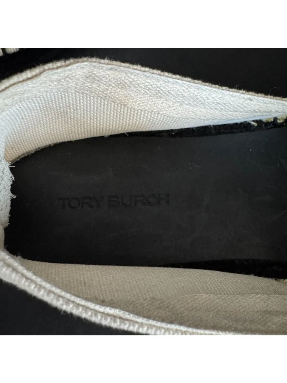 Tory Burch Black Bow Espadrille Flats Women's Cotton Canvas, Size 6.5 NWOB